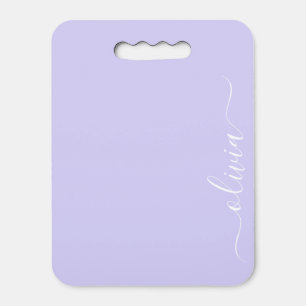 Lavender Purple Modern Script Girly Monogram Name Seat Cushion