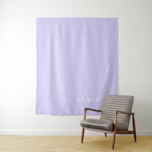 Lavender Purple Modern Script Girly Monogram Name Tapestry