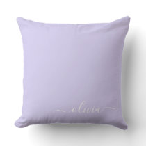 Lavender Purple Modern Script Girly Monogram Name Throw Pillow