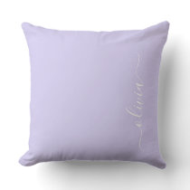 Lavender Purple Modern Script Girly Monogram Name Throw Pillow