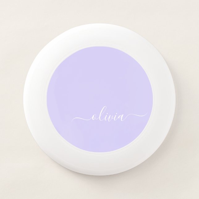 Lavender Purple Modern Script Girly Monogram Name Wham-O Frisbee (Front)