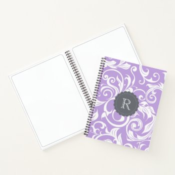 Lavender Purple Monogram Floral Wallpaper Pattern Notebook by its_sparkle_motion at Zazzle
