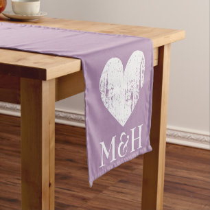 Lavender purple monogram table runner for wedding
