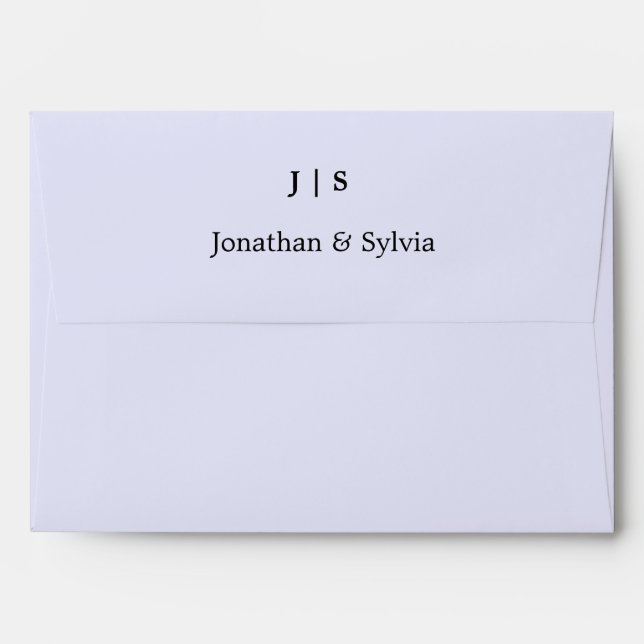 Lavender Purple Monograms Name Initials Weddings Envelope (Back (Top Flap))