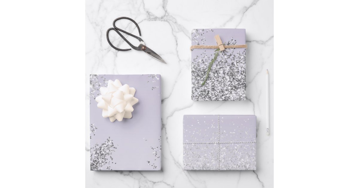 Lavender Purple Ombre Silver Glitter Sparkle Wrapping Paper Sheets Zazzle