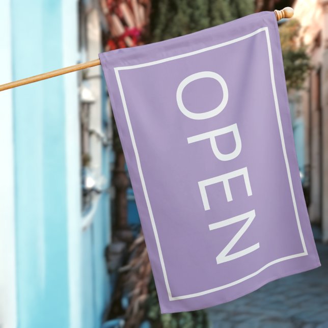 Lavender Purple Open Sign Minimal Business Flag (Creator Uploaded)