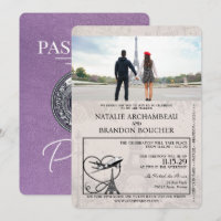 Lavender Purple Paris Passport Wedding