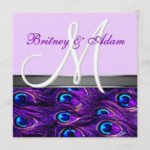 Lavender & Purple Peacock Wedding Invitations