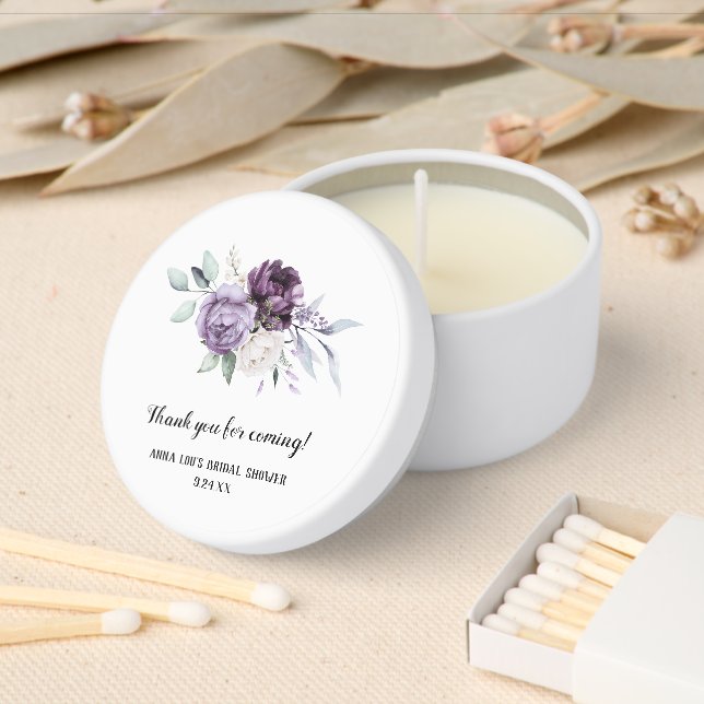 Lavender Purple Peonies Bridal Shower Favors | Mini Candle Favors (Insitu)