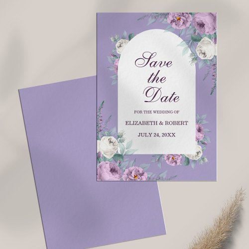 Lavender Purple Peonies Save The Date Card