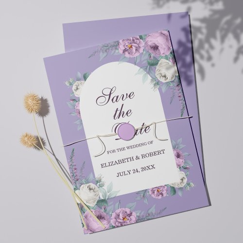 Lavender Purple Peonies Save The Date Card