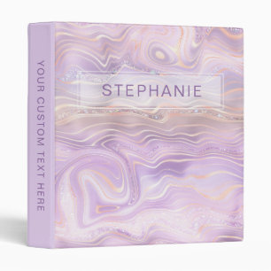 Lavender Purple Personalized Marble Strata 3 Ring Binder