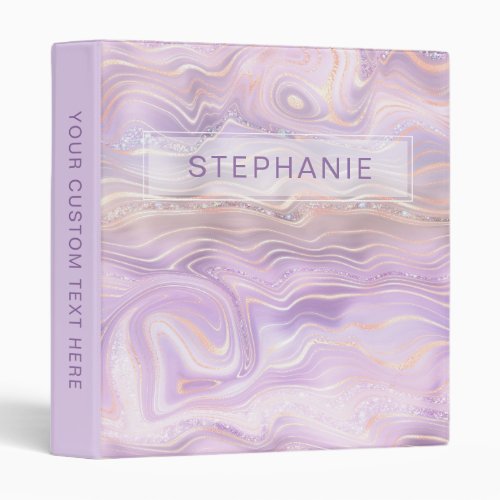 Lavender Purple Personalized Marble Strata 3 Ring Binder