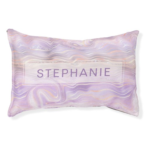 Lavender Purple Personalized Marble Strata Pet Bed