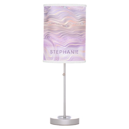 Lavender Purple Personalized Marble Strata Table Lamp