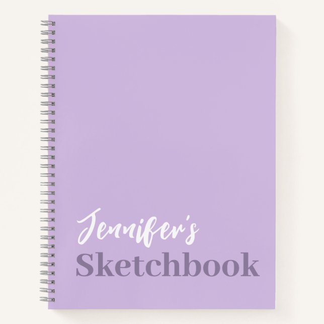 Lavender Purple Personalized Sketchbook With Name Notebook (Front)