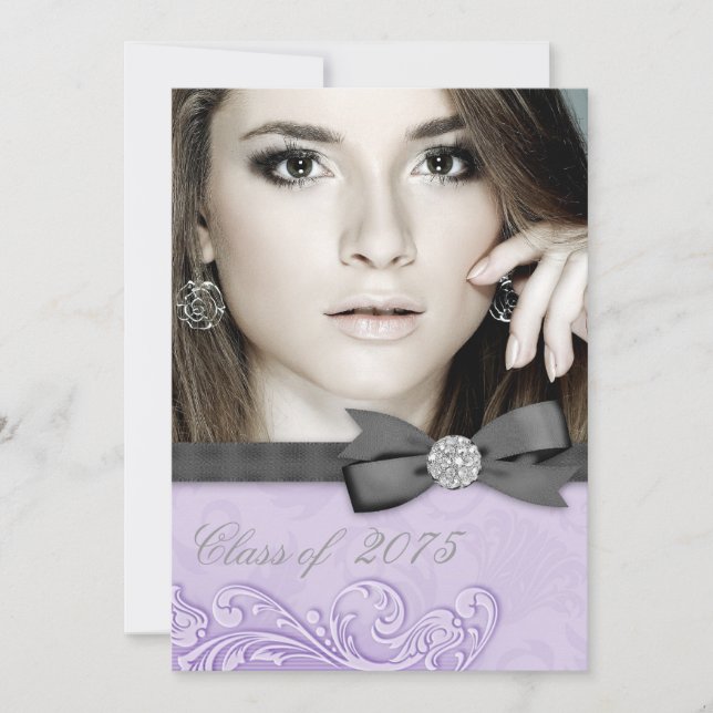 Lavender Purple Photo Graduation Announcements (Front)