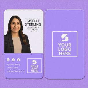 Lavender Purple Photo Logo Portrait Modern Business Card