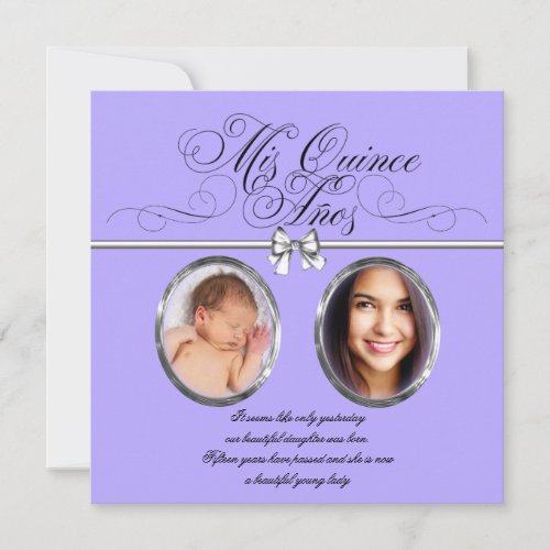Lavender Purple Photo Quinceanera Invitations
