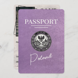 Lavender Purple Poland Passport Save The Date