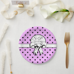 Lavender Purple Polka Dots and Bows Personalized Paper Plates