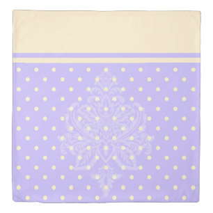 Lavender purple polka dots and yellow duvet cover
