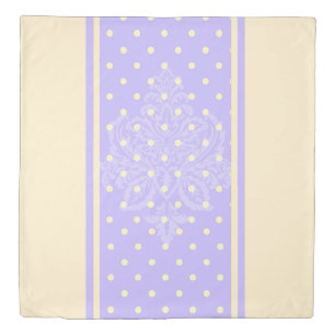 Lavender purple polka dots and yellow duvet cover