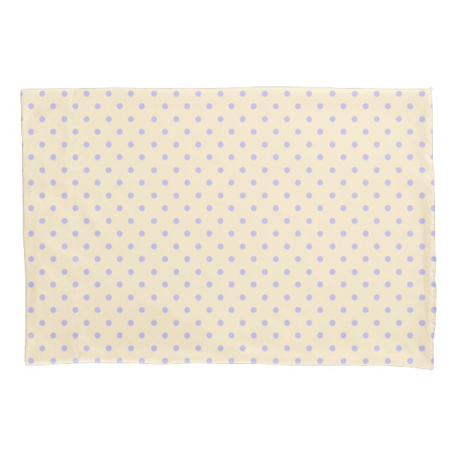 Lavender purple polka dots and yellow  pillow case (Front)