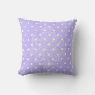 Lavender purple polka dots and yellow  throw pillo pillow