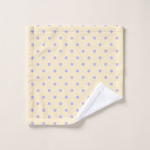 Lavender purple polka dots and yellow  wash cloth