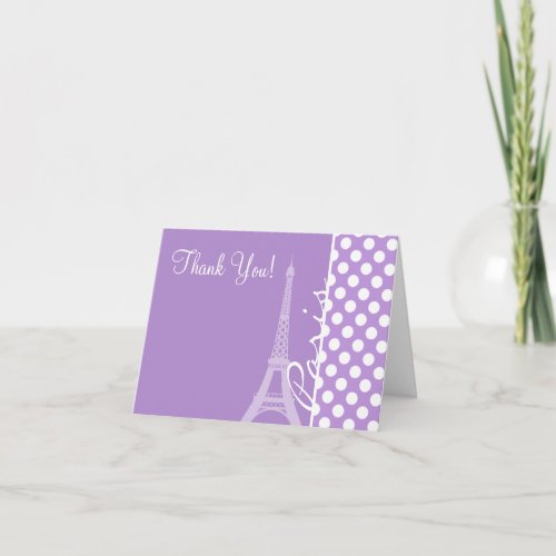Lavender Purple Polka Dots Paris Thank You Card