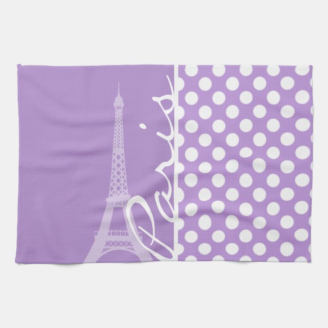 Lavender Purple Polka Dots; Paris Towel (Horizontal)