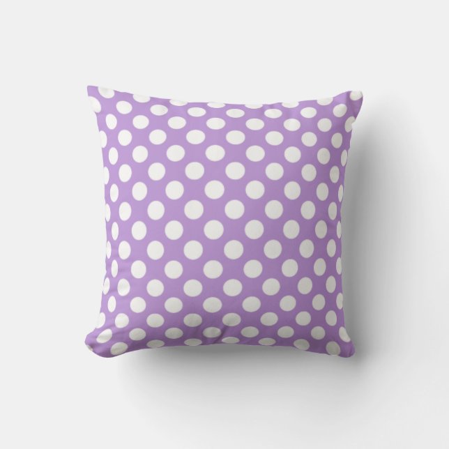 Lavender Purple Polka Dots Throw Pillow (Front)
