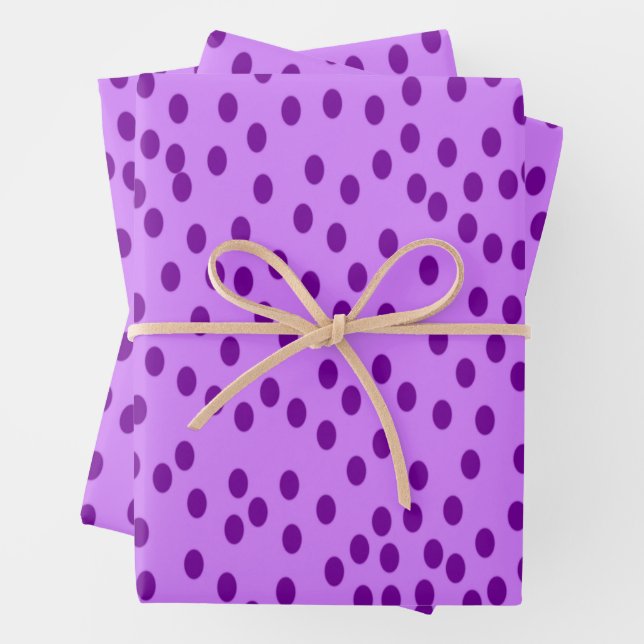 Lavender Purple Polka Dots  Wrapping Paper Sheets (In situ)