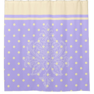 Lavender purple polka dots & yellow Shower Curtain