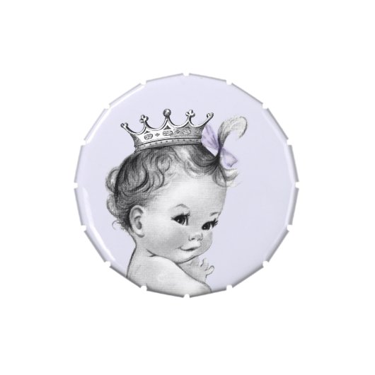 Lavender Purple Princess Baby Shower Candy Jelly Belly Candy Tin (Top)
