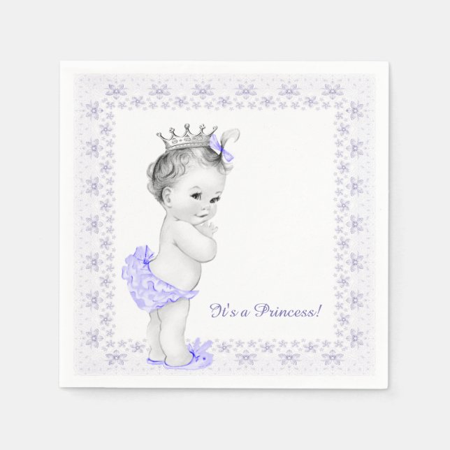 Lavender Purple Princess Baby Shower Napkins (Front)