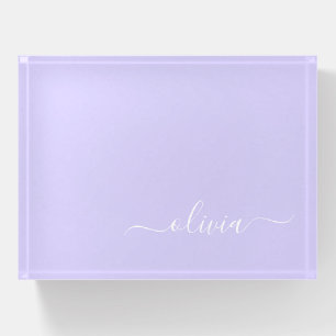 Lavender Purple Professional Business Monogram Paperweight
