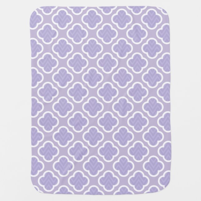 Lavender Purple Quatrefoil Chevron Pattern Stroller Blanket (Front)