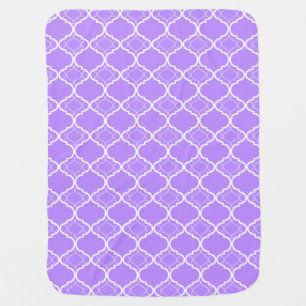 Lavender Purple Quatrefoil Geometric Pattern Baby Blanket