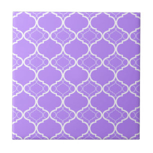 Lavender Purple Quatrefoil Geometric Pattern Ceramic Tile