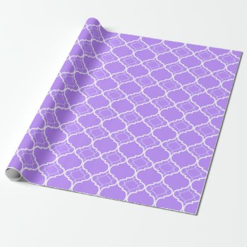 Lavender Purple Quatrefoil Geometric Pattern Wrapping Paper by VintageDesignsShop at Zazzle