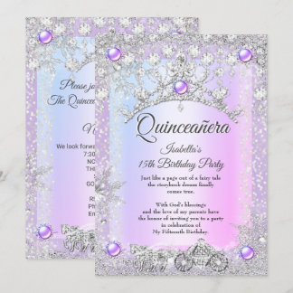 Lavender purple Quinceanera 15th Winter Carriage  Invitation