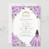 Lavender Purple Quinceanera Elegant Rose Floral  Invitation (Front)