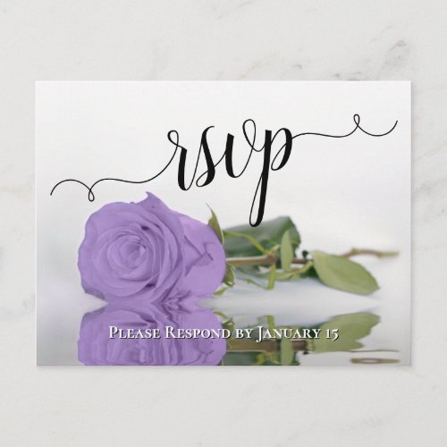 Lavender Purple Reflecting Rose Chic Wedding RSVP Postcard