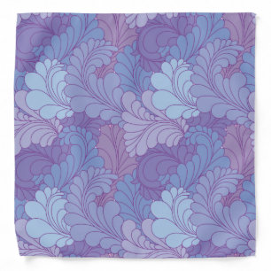 Lavender Purple Retro Floral Paisley Feathers Bandana
