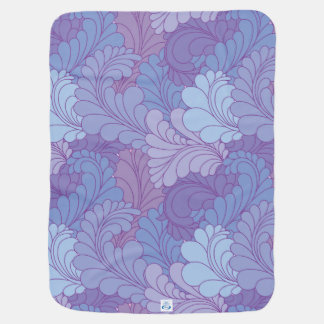 Lavender Purple Retro Floral Paisley Feathers Receiving Blanket