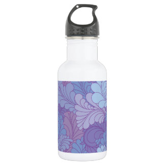 Lavender Purple Retro Floral Paisley Feathers Water Bottle