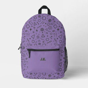 lavender purple retro pattern  printed backpack