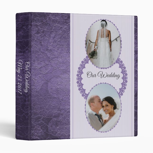 Lavender Purple Romance Wedding Photo Binder (Front/Spine)